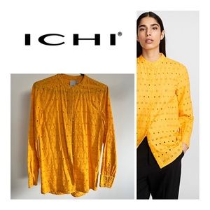 ICHI yellow eyelet shirt